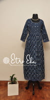 Indigo Hand Block Printed with Dotted Flower Prints with Beautiful Hand Embellishments Indigo Hand Block Printed with Dotted Flower Prints with Beautiful Hand Embellishments
