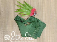 Saree Blouse. Tussar Silk Blouse with Golden Piping for Neck and Sleeves, Hand Embroidery on Sleeves
