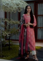 Double IKKAT Cotton Salwar Set /Light Pink-Whit-Grey/Slitted Top -Pencil Pant-IKKAT Dupatta Double IKKAT Cotton Salwar Set /Light Pink-Whit-Grey/Slitted Top -Pencil Pant-IKKAT Dupatta