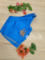 Saree Blouse. Tussar Silk Blouse with Golden Piping for Neck and Sleeves, Hand Embroidery on Sleeves