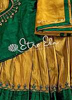 Designer Half Saree Lehenga with Stitched Silk Blouse and Davani Designer Half Saree Lehenga with Stitched Silk Blouse and Davani